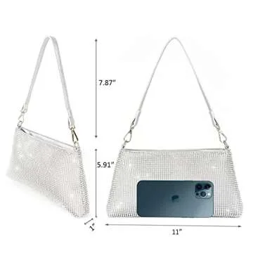 Chic Valleycomfy Rhinestone Evening Clutch Purse for Weddings and Parties