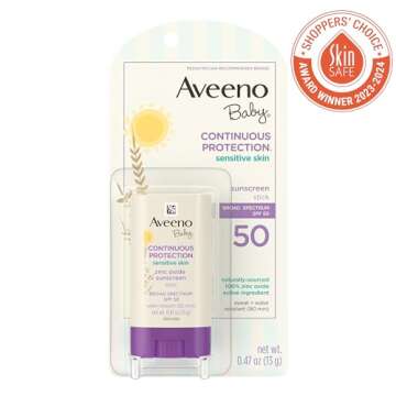 Aveeno Baby Continuous Protection Mineral Sunscreen Stick for Sensitive Skin with Broad Spectrum SPF...