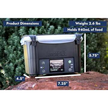 LunchEAZE Electric Lunch Box – Self-Heating, Cordless, Battery Powered Food Warmer for Work, Travel– 220°F Heat, BPA Free, Meal Prep Friendly with Bluetooth Connectivity