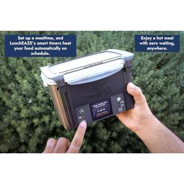 LunchEAZE Electric Lunch Box – Self-Heating, Cordless, Battery Powered Food Warmer for Work, Travel– 220°F Heat, BPA Free, Meal Prep Friendly with Bluetooth Connectivity