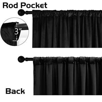 SNITIE Velvet Curtains with Rod Pocket and Back Tab Thermal Insualted Soft Privacy Blackout Velvet Drapes for Bedroom and Living Room, Set of 2 Panels