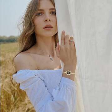 Petite Bracelet Watch for Women, Gifts for Girlfriend Diamond Dress Analog Watch Waterproof (All Gold)