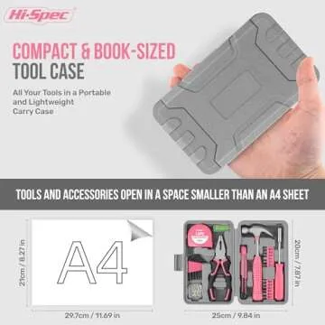 Stylish Hi-Spec 25pc Pink DIY Tool Set for Women