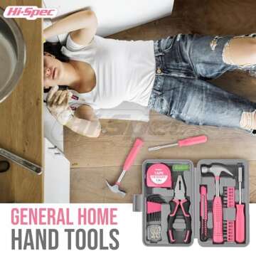 Stylish Hi-Spec 25pc Pink DIY Tool Set for Women