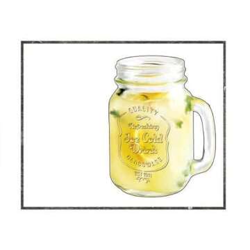 Glaver's Drinking Jars – Set of 6 Mason Jar Cups – 16 Oz Glass Mugs with Handle, Ice-Cold Drink Glassware Logo – Jars Ideal for Cold Beverages, Cocktails, Smoothies, Sodas, Juice.