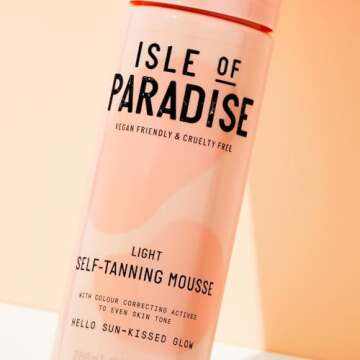 Isle of Paradise Self-Tanning Mousse, Light - Color Correcting Tanning Foam with Grapefruit, Chia Se...