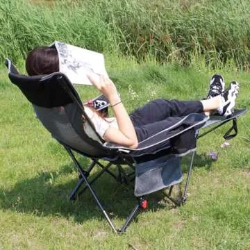 POEPORE Reclining Camping Chair with Removable Footrest and Headrest for Ultimate Comfort