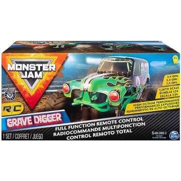 Monster Jam, Official Grave Digger Remote Control Monster Truck, 1:24 Scale, 2.4 GHz, Kids Toys for ...