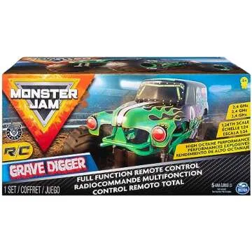 Monster Jam, Official Grave Digger Remote Control Monster Truck, 1:24 Scale, 2.4 GHz, Kids Toys for ...