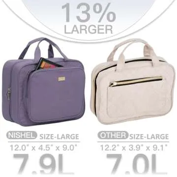NISHEL Travel Toiletry Bag for Women Large Capacity, Makeup Essentials Organizer, Hanging Case for A...