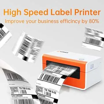 K Comer Shipping Label Printer 150mm/s High-Speed Compact Device for Direct Thermal Labeling