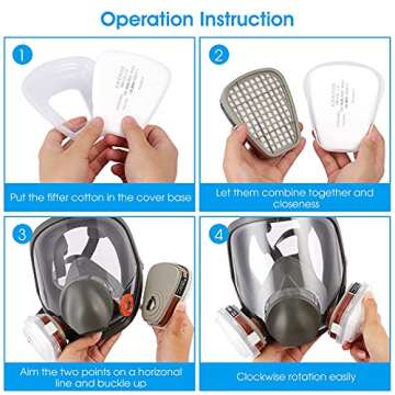 WAKYFLX Reusable full Face Cover - 6800 full Respirаtor Face Cover,for Paint, Against Dust,Chemicals, Formaldehyde, Polishing,Staining,Car Spraying,Sanding &Cutting