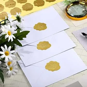 480 Pcs Christmas Envelope Stickers Gold Foil Embossed Envelope Stickers Wax Seals Stickers Adhesive Flower DIY Seal Decal Labels for Greeting Card Wedding Invitations Xmas Party Favors(Winter Style)