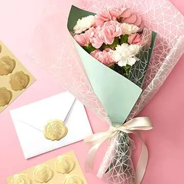 480 Pcs Christmas Envelope Stickers Gold Foil Embossed Envelope Stickers Wax Seals Stickers Adhesive Flower DIY Seal Decal Labels for Greeting Card Wedding Invitations Xmas Party Favors(Winter Style)
