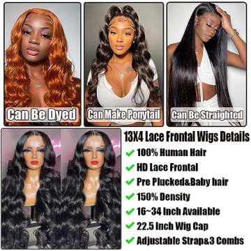Body Wave Human Hair Lace Front Wig 180% Density 24 Inch
