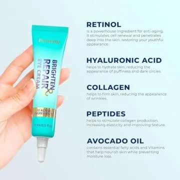 Under Eye Brightener for Dark Circles – 4 in 1 with Niacinamide, 5% Caffeine, Retinol & Peptides - Eye Cream Anti Aging for Reduce Wrinkles, Puffiness and Bags Under Eyes
