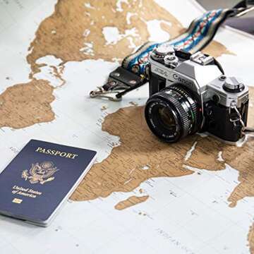 Scratch Off Map of The World - Premium Edition - World Scratch Off Map with Outlined Canadian and US States, XL Large Size 33 x 24, World Map Scratch Off Poster with Highly Detailed Cartography