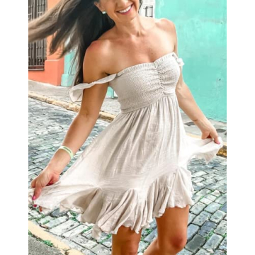 AVALEBETI Off Shoulder Mini Dress for Summer Style