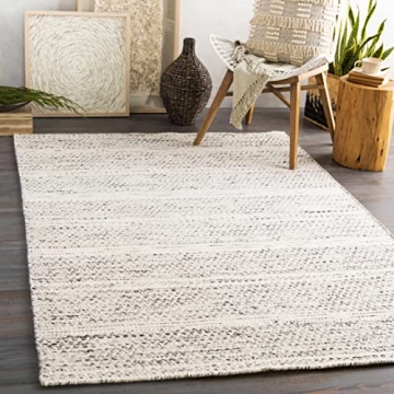 Hauteloom Williford Boho Hand Woven Wool Natural Fiber Soft Area Rug for Living Room, Bedroom, Dinin...