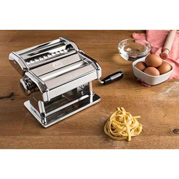 MARCATO Atlas 150 Pasta Machine, Made in Italy, Includes Cutter, Hand Crank, and Instructions, 150 mm, Stainless Steel & Norpro Grip-EZ Pastry/Ravioli Wheel, Black