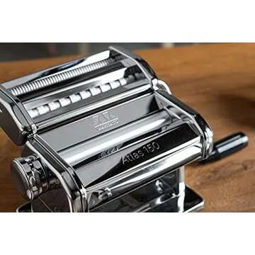 MARCATO Atlas 150 Pasta Machine, Made in Italy, Includes Cutter, Hand Crank, and Instructions, 150 mm, Stainless Steel & Norpro Grip-EZ Pastry/Ravioli Wheel, Black