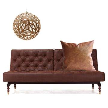Kdays Thick Brown Faux Leather Throw Pillow Cover Cognac Leather Decorative Throw Pillow Case Farmhouse Decor Sofa Couch Cushion Covers Modern Minimalist Vegan Pillow Cover 20x20 Inches
