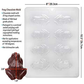 Cybrtrayd Life of the Party Frog Chocolate Candy Mold in Sealed Protective Poly Bag Imprinted with Copyrighted Cybrtrayd Molding Instruction