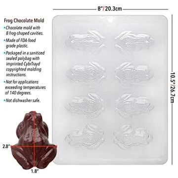 Cybrtrayd Life of the Party Frog Chocolate Candy Mold in Sealed Protective Poly Bag Imprinted with Copyrighted Cybrtrayd Molding Instruction