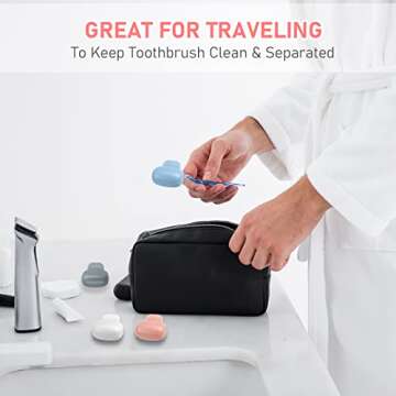 Toothbrush Covers Caps Family Pack of 8:Tooth Brush Coveres Travel Case Protector Plastic Clip for Household Travel, Fits Electronic and Manual Toothbrushes for Adults Kids