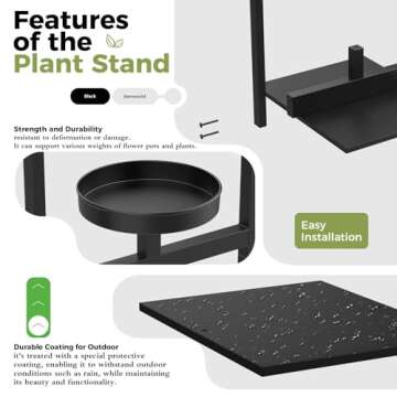 Bamworld Plant Stand Corner Tall Indoor Outdoor Plant Shelf Metal 3 Tiered Plant Table for Multiple ...