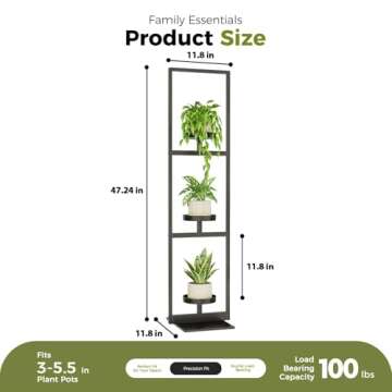 Bamworld Plant Stand Corner Tall Indoor Outdoor Plant Shelf Metal 3 Tiered Plant Table for Multiple Flower Pots Modern Style for Home Decor Display Stand for Living Room Balcony Garden Patio