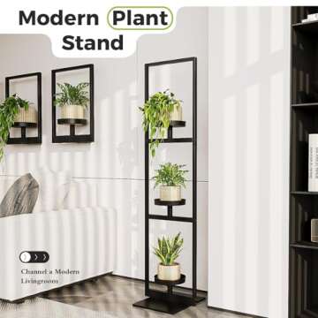 Bamworld Plant Stand Corner Tall Indoor Outdoor Plant Shelf Metal 3 Tiered Plant Table for Multiple Flower Pots Modern Style for Home Decor Display Stand for Living Room Balcony Garden Patio