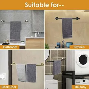 TocTen Bath Towel Bar - Thicken SUS304 Stainless Steel Bathroom Towel Holder, Towel Rod for Bathroom Heavy Duty Wall Mounted Towel Rack Hanger (16IN, Brushed Nickel)