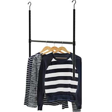 Simple Houseware Adjustable Closet Hanging Rod in Black