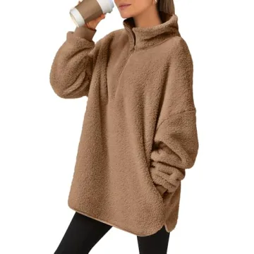 ANRABESS Women's Cozy Sherpa Fleece Hoodie - 2024 Fall Trendy Oversized Sweatshirt