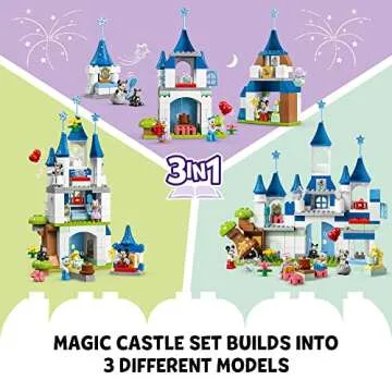 LEGO DUPLO Disney 100 3 in 1 Magic Castle 10998, Building Set for Family Play with 5 Disney Figures Including Mickey Mouse and Friends, Disney Christmas Set for Kids and Toddlers Ages 3 and Up