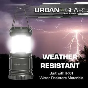 Lewis N. Clark Collapsible Camping Lantern | LED Portable Lantern for Indoor or Outdoor Use | Waterproof Lamp with Batteries Included | for Camping, Backpacking, Hiking, or Power Outage | Gray