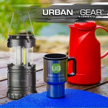 Lewis N. Clark Collapsible Camping Lantern | LED Portable Lantern for Indoor or Outdoor Use | Waterproof Lamp with Batteries Included | for Camping, Backpacking, Hiking, or Power Outage | Gray