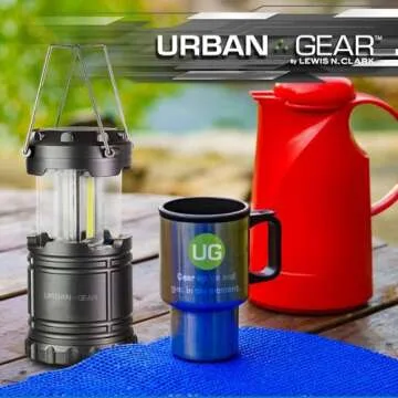 Lewis N. Clark Collapsible Camping Lantern | LED Portable Lantern for Indoor or Outdoor Use | Waterproof Lamp with Batteries Included | for Camping, Backpacking, Hiking, or Power Outage | Gray