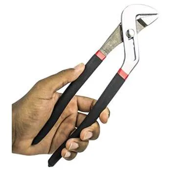 Bastex 12 inch Tongue and Groove Joint Plier, Straight Jaw with Cushion Grip, Lock Pliers