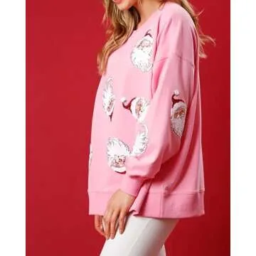 Glkaend Women’s Cute Christmas Sweatshirt with Sequins