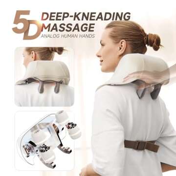 FlaoAito Neck Massager for Pain Relief Deep Tissue,5D Kneading Massage Pillow for Neck, Back, Should...