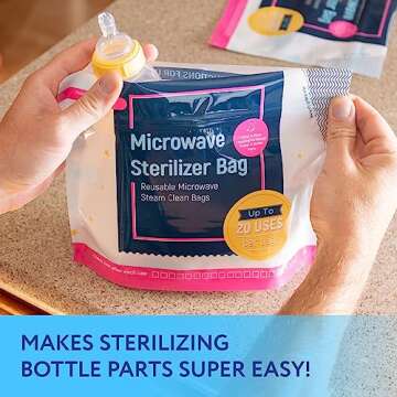 IMPRESA 15 Pack Microwave Baby Bottle Sterilizer Bags - 300 Uses Per Pack - Travel Baby Bottle Clean...
