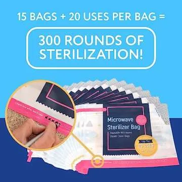 IMPRESA Microwave Baby Bottle Sterilizer Bags - 300 Uses