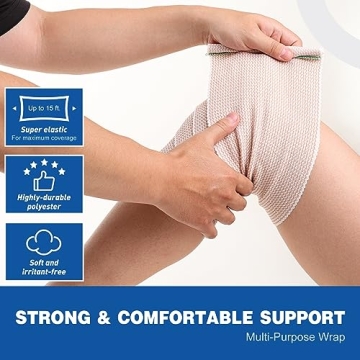 AZEN Compression Elastic Bandage Wrap - 5 Pack, Latex-Free