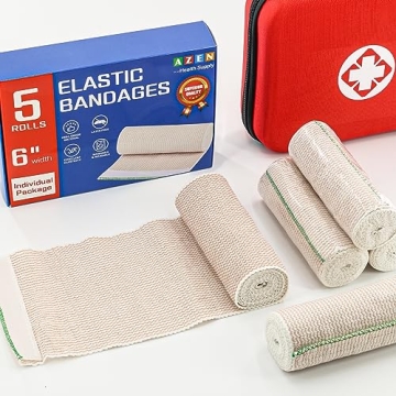 AZEN Compression Elastic Bandage Wrap - 5 Pack, Latex-Free