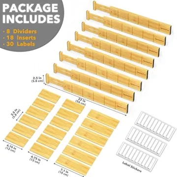 SpaceAid Bamboo Drawer Organizers for Kitchen and More