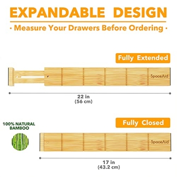 SpaceAid Bamboo Drawer Organizers for Kitchen and More