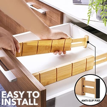SpaceAid Bamboo Drawer Organizers for Kitchen and More