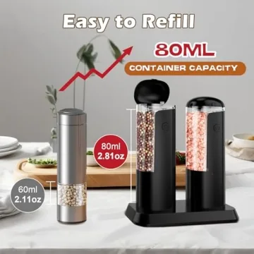 Rechargeable Electric Salt and Pepper Grinder Set for Culinary Style